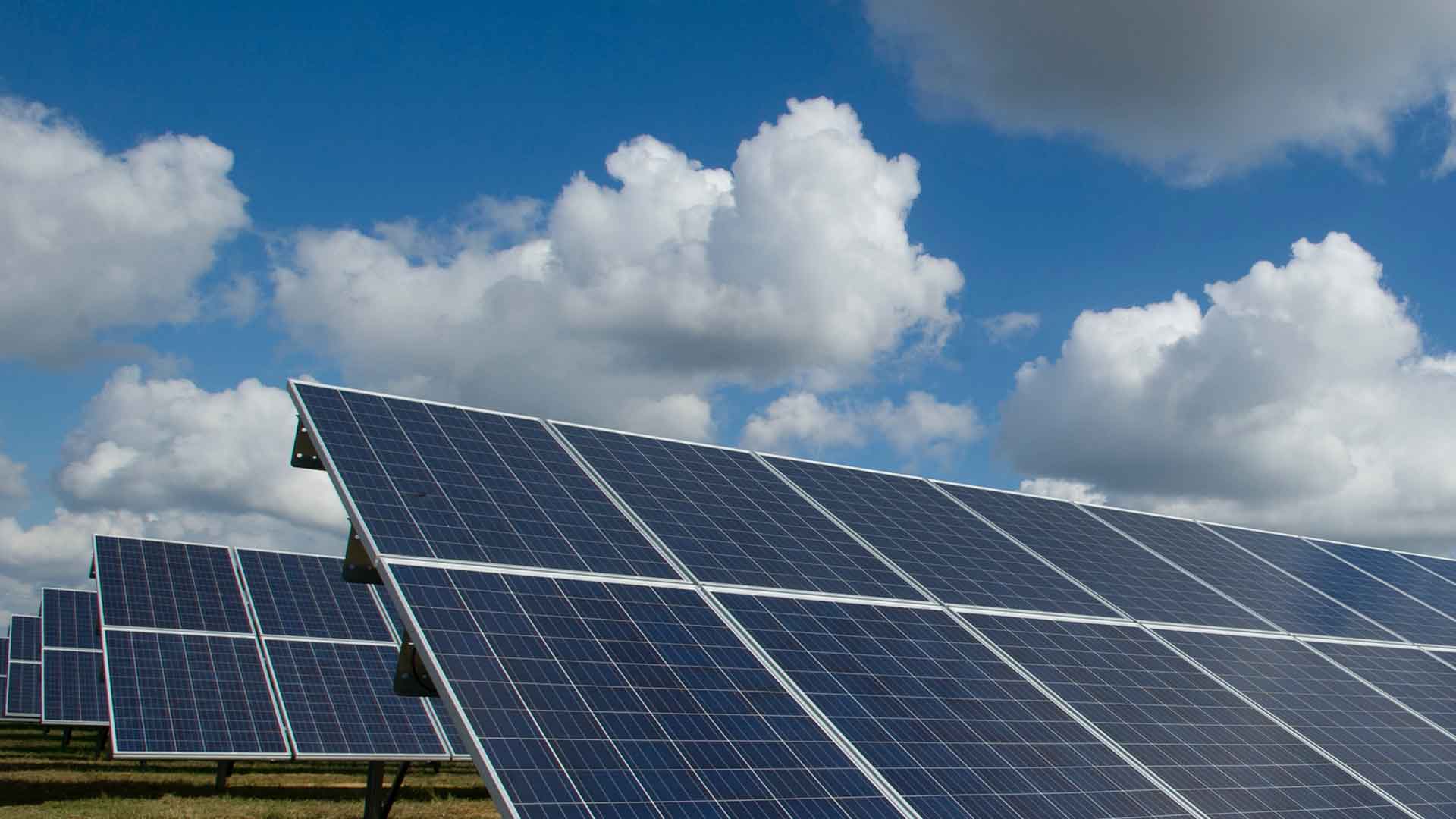 Solar panels with blue sky